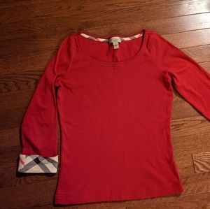 Burberry brit women's knit blouse shirt size Small petite
